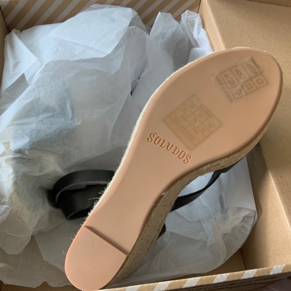 The Marseille Wedge | Linen Noche Black Women Soludos Charlotte Knotted Black Leather Wedge Espadrille Platform Sandal 9